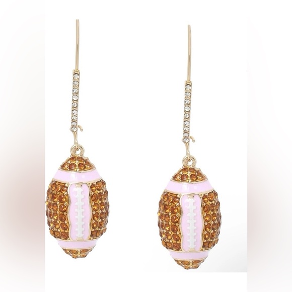 Betsey Johnson Gold and Pink Football Earrings - Picture 4 of 6